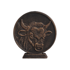Монета "Год быка" на чугунной подставке, в патине